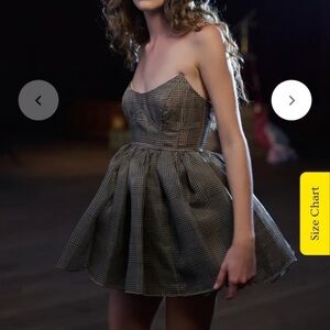 Selkie Veuve Dress XXL in Sussex Strapless Light Brown Corseted Mini Dress